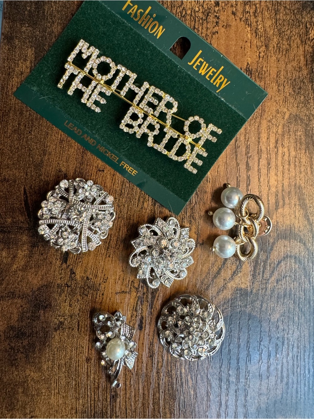 Mother of the Bride Rhinestone Brooch with 5 other Bridal Brooches